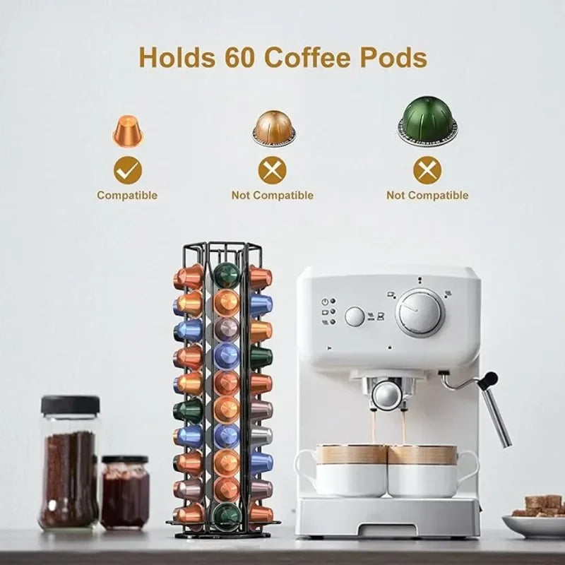 60 Pods Coffee Capsule Holder Black Gold Silver for 60 Nespresso Coffee Capsules Capsule Dispenser Capsule Holder Pod Stand