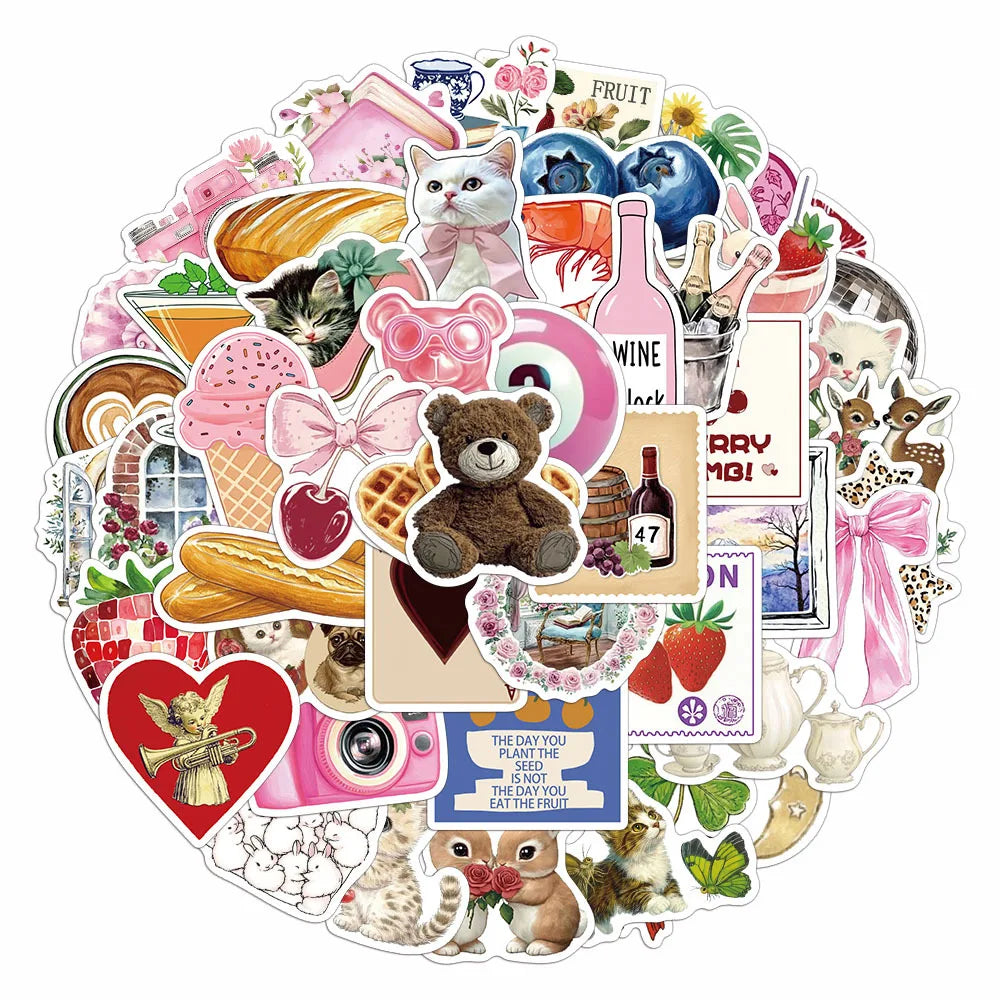 50PCS Aesthetic Pinterest Sticker DIY Diary Phone Case Handmade Scrapbook Aesthetic Stickers