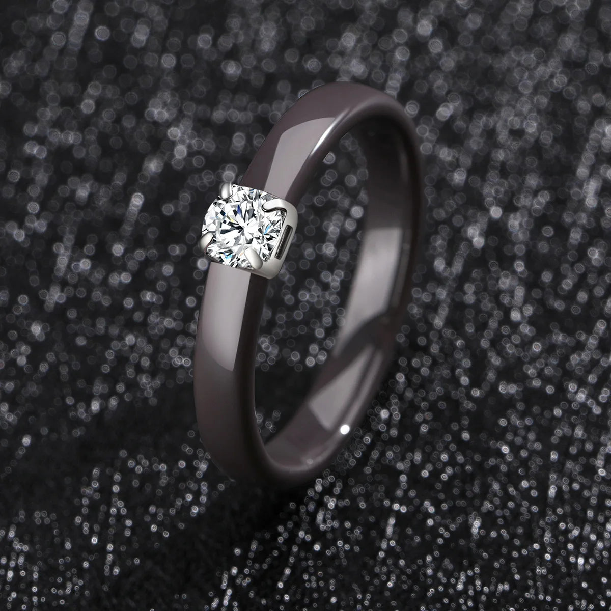 Classic Promise Ring for Women Ceramic Wedding Band 3mm Thin Minimalist Colorful Engagement Rings in Pink Green White Black