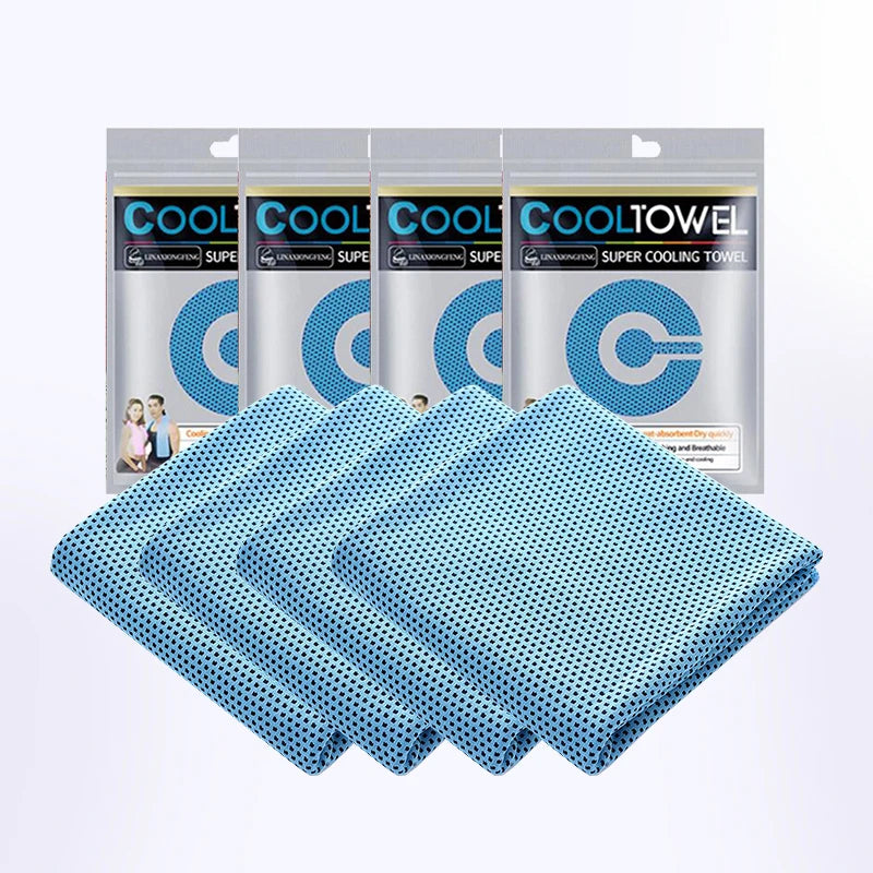 4pcs Cooling Towels (35.4 * 11.8 Inches), Soft Breathable Sports Towel For Outdoor, Gym, Yoga, Exercise, Camping, Fitness, Runni