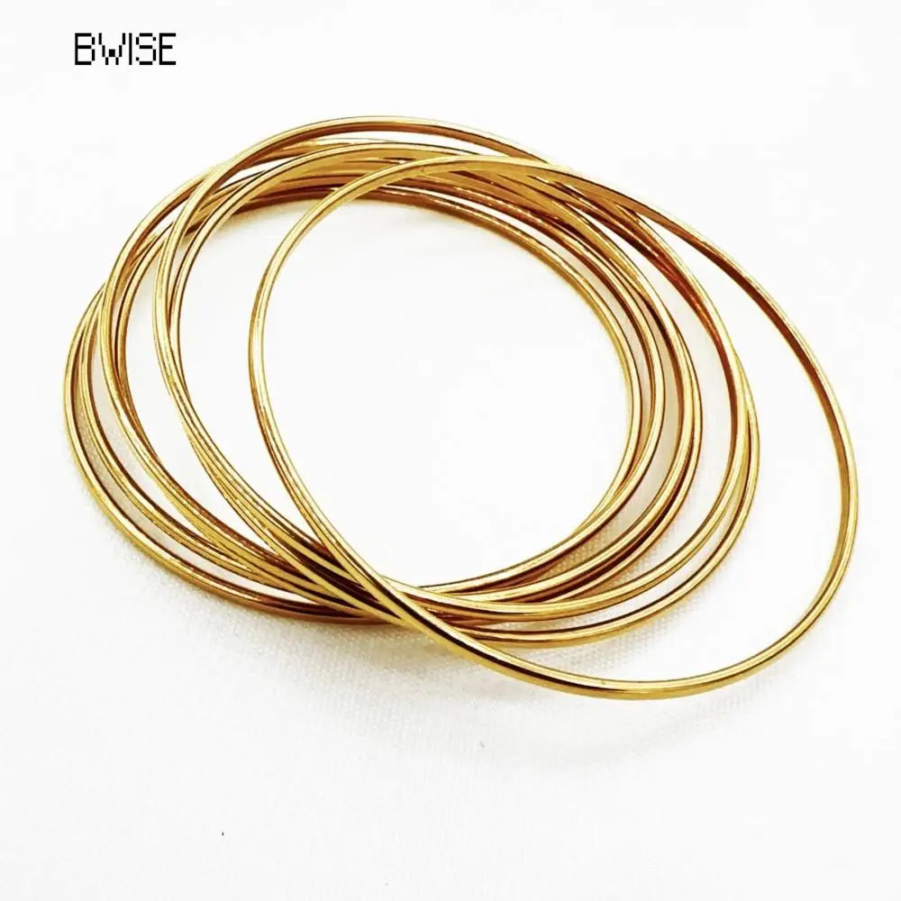 Fashionable Stainless Steel Bracelet For Women Round Minimalist Elegant Gold Color Bracelet Women's Accessories Popular Jewelry