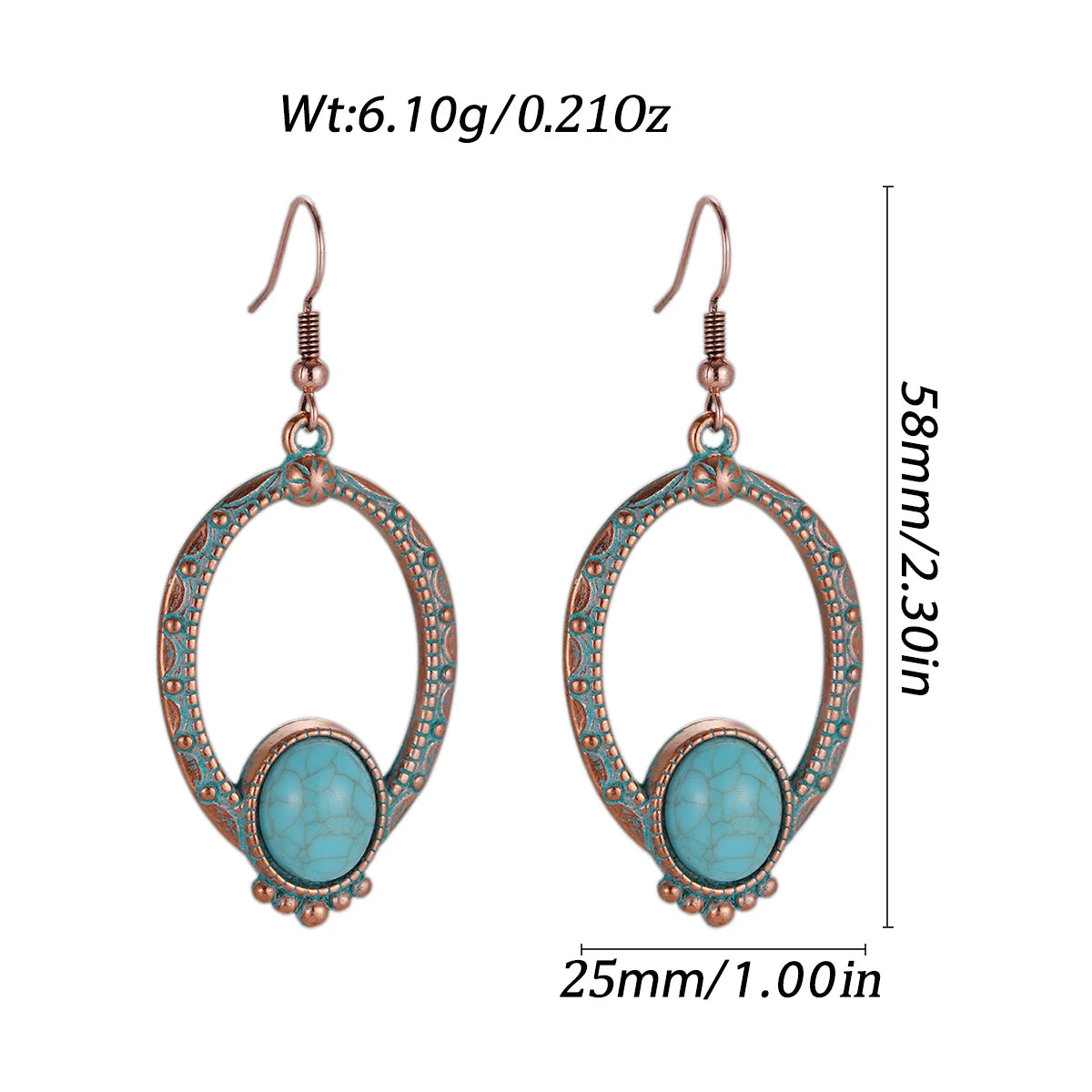 Antique New Blue Stone Turquoise Earring for Women Boho Fashion Bronze Geometric Water Drop Flower Dangle Earrings Jhumka