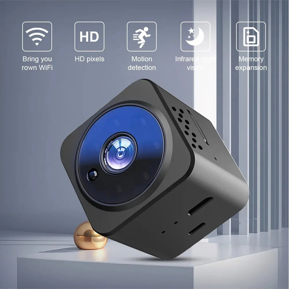 Wireless Wi-Fi Security Camera with 1080P HD Night Vision & Motion Detection  Indoor/Outdoor Security Protection Mini Camera