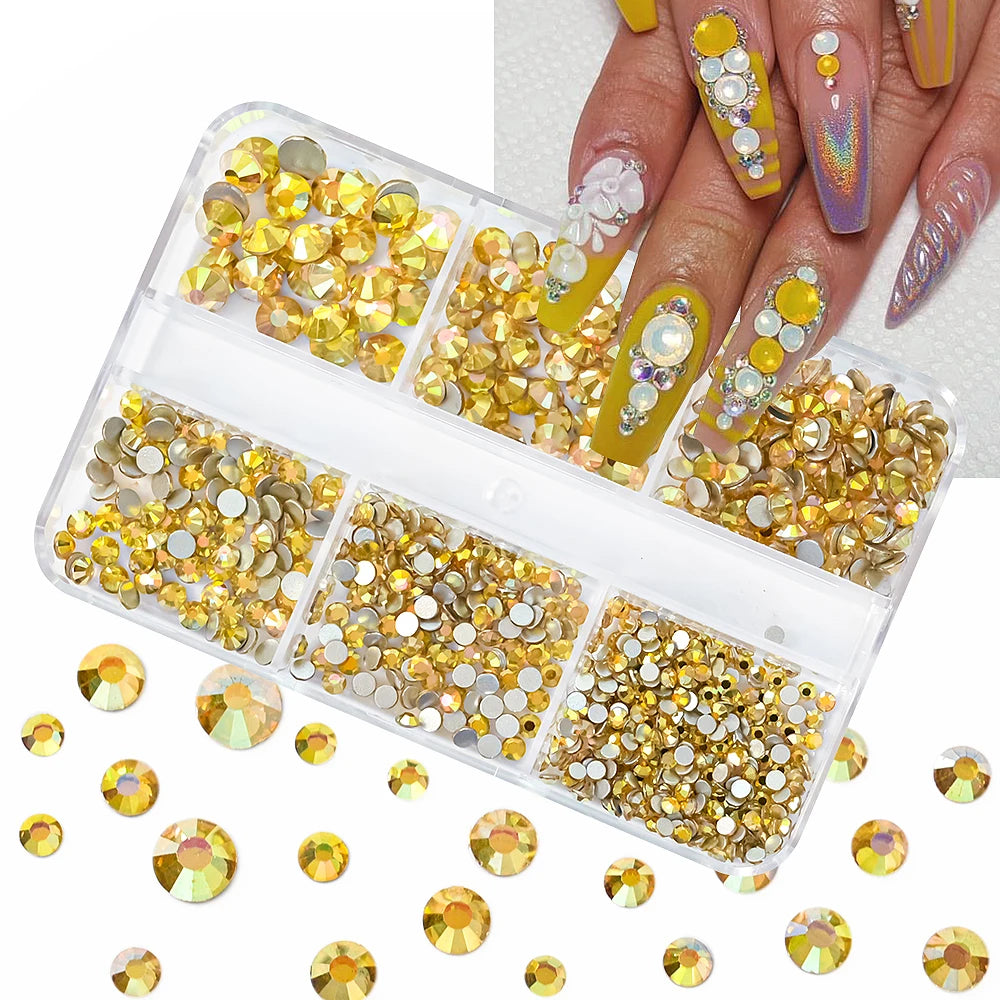 Nail Art Rhinestones Kit 2400pcs Nail Gems Ab Flatback Rhinestones Gems Stones with Storage Organizer for Design Bright Holiday