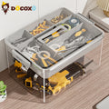 Tool Storage Box, Large Capacity Organizer Case with Removable Dividers, Portable Heavy Duty Plastic Toolbox for Hardware, Works