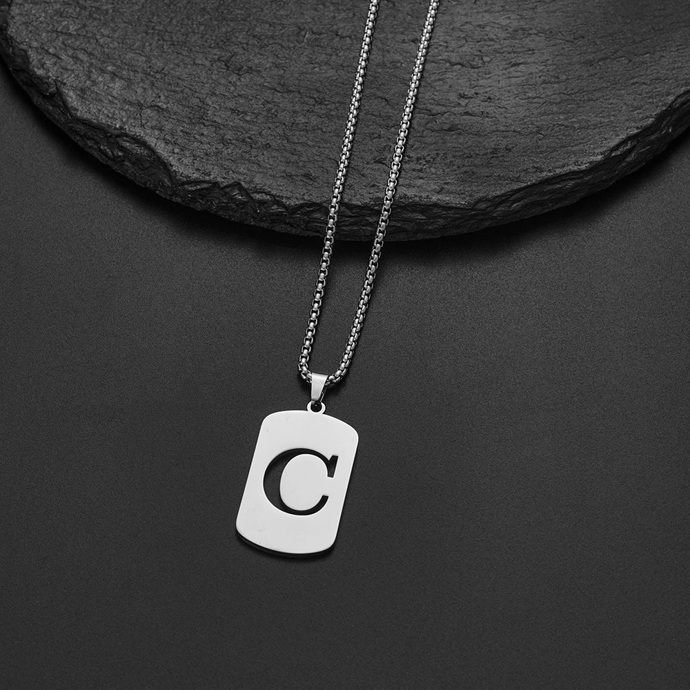 Delicate Initial Name Letters Charm Pendant Necklace For Men Alphabet A-Z Stainless Steel Jewelry Women 2024 Collar Hombre