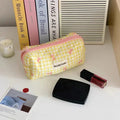 3 Type Quilting Cosmetic Bag Ladies Large Capacity Travel Organizer Washbag Cute Bow Knot Pattern Make Up Zipper Storage Bag