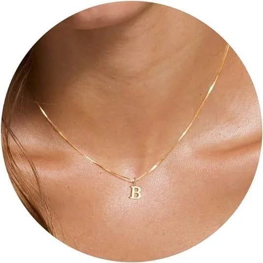 A-Z Initial Necklace 18K Gold Plated Necklace Cute Letter Stainless Steel Necklace for Women