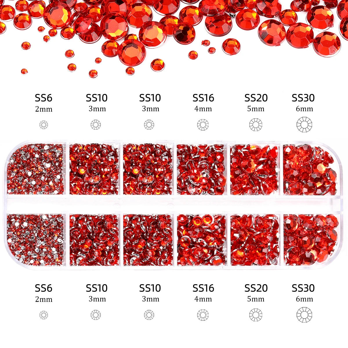Nail Art Rhinestones Kit 2400pcs Nail Gems Ab Flatback Rhinestones Gems Stones with Storage Organizer for Design Bright Holiday