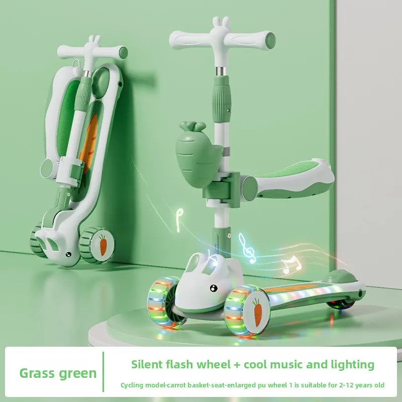 New children's scooter:5-in-1 glide scooter for boys and girls three-wheeled toy scooter ideal for developing children's balance