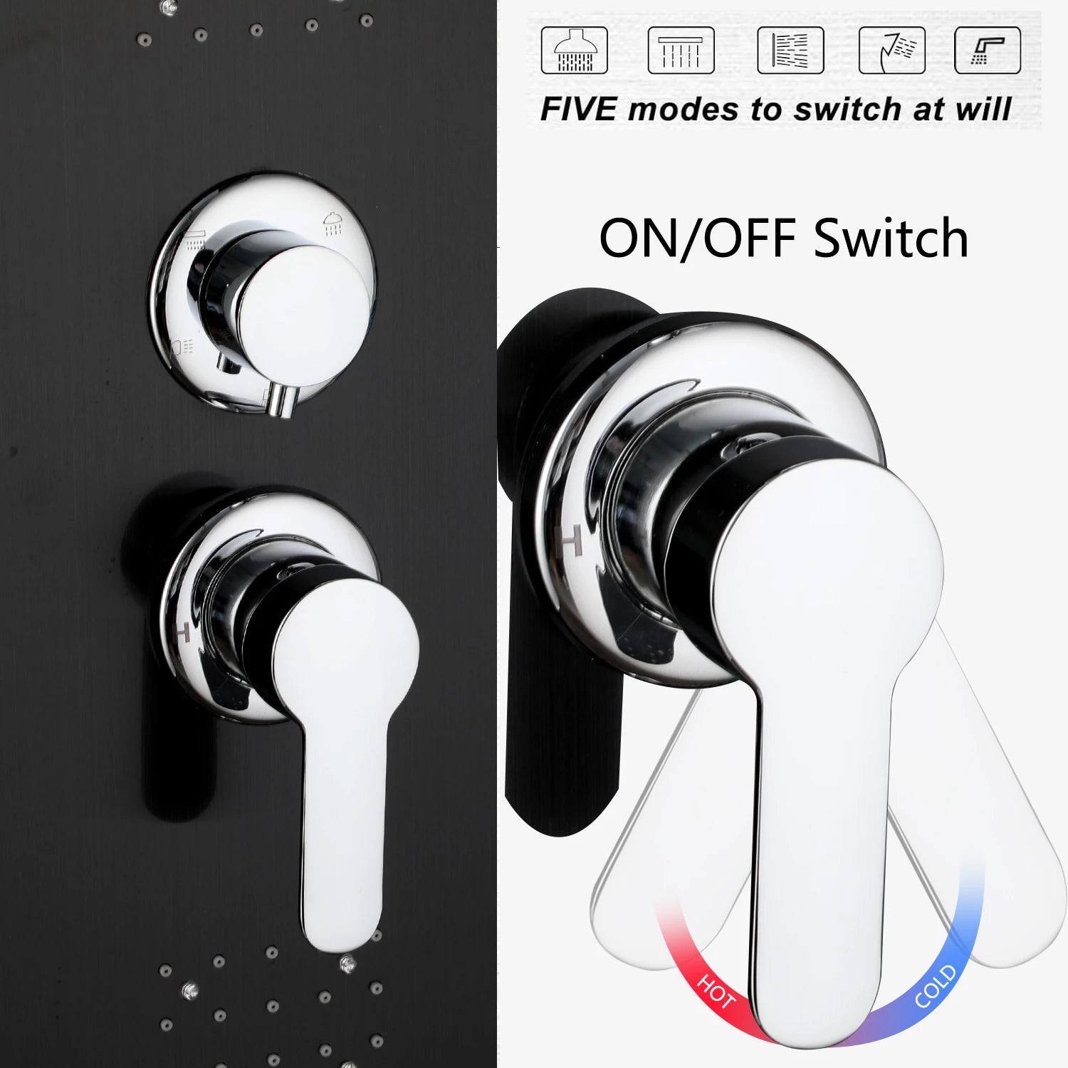 KEMAIDI Shower Panel Bathroom Shower Tower w/ LED Rainfall Waterfall Shower Head Body Massage Jet Shower Tub Spout Shower Column