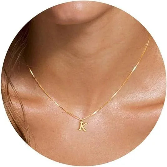 A-Z Initial Necklace 18K Gold Plated Necklace Cute Letter Stainless Steel Necklace for Women