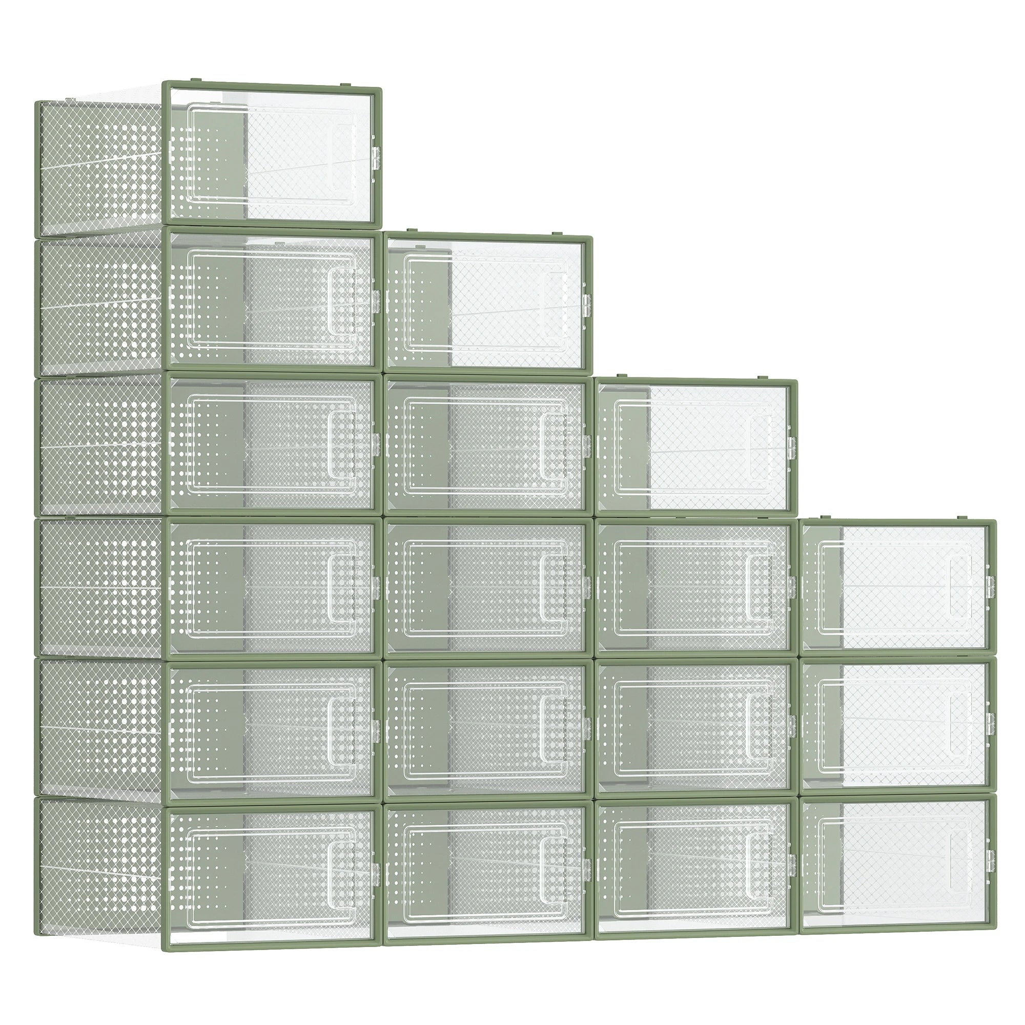 SONGMICS Shoe Boxes, Pack of 18 Stackable Shoe Storage Organisers, Foldable and Versatile for Sneakers, Fit up to UK Size 11