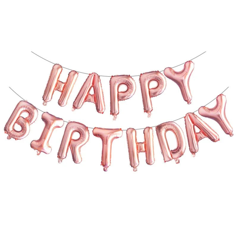 13pcs 16Inch Happy Birthday Party Decoration Balloons Rose Gold Letter Foil Ballons Air Globos Balony Anniversaire Supplies