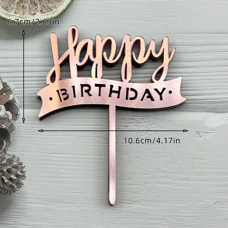 10Pcs Universal Acrylic Cake Topper Ornaments Fashionable Multicolor Decor for Men Women Birthday Baby Shower Party Supplies
