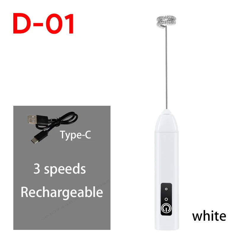 UPGRADED Electric Coffee Frother/MILK Whisk+Egg Beater MINI Food Blender USB Rechargeable Handheld Three Speeds Espresso Tools