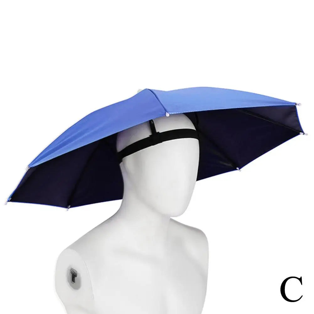 Head Umbrella Hats for Women & Men, Hands-Free Design with Adjustable Headband, Sun Rain Cap for Fishing Gardening & Outdoor Use