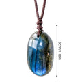 Natural Labradorite Pendant Necklace Healing Polished Moonstone Charm Stress And Anxiety Therapy Palm Stone Crystal Necklace