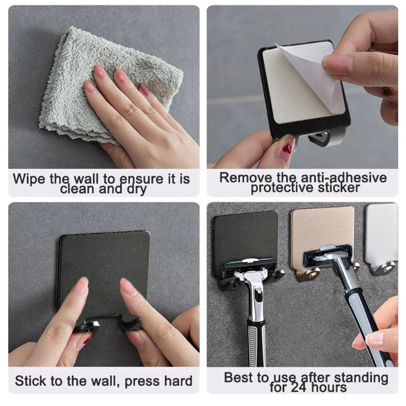 1/2/3PCS Punch Free Shaving Razor Holder Men Shaver Storage Hook Shelf Bathroom Rack for Kitchen Accessories Self Adhesive Hooks