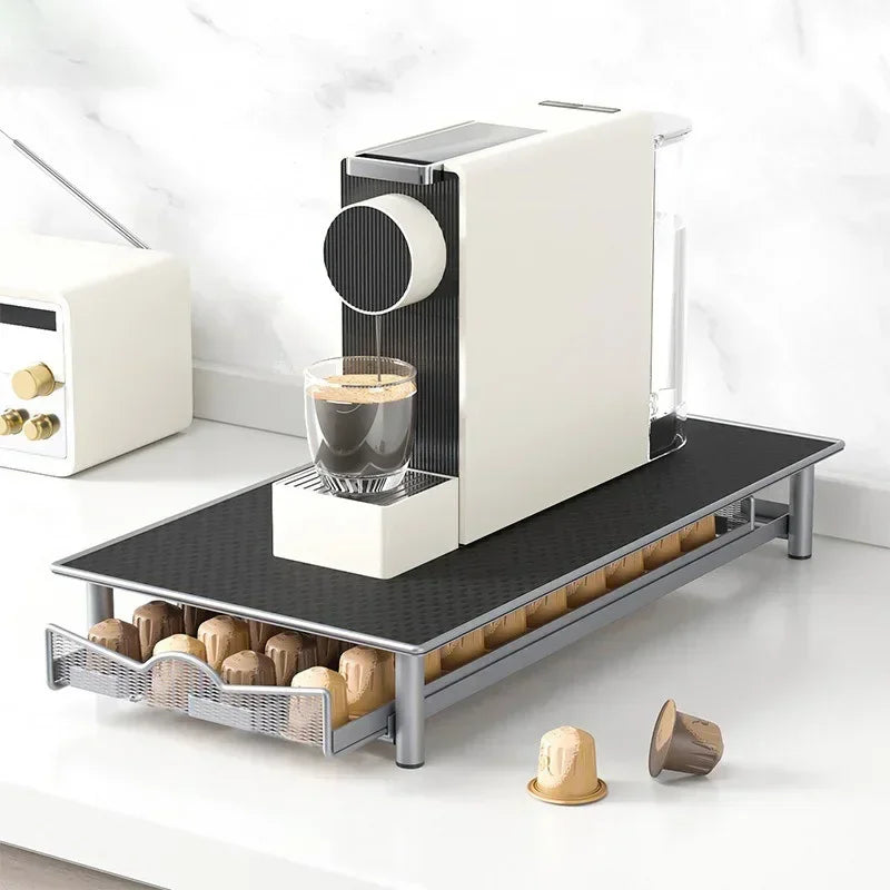 Practical Coffee Capsules Drawer Coffee Pod Holder 40pcs Capsules Organizer Storage Drawer Shelves Home Coffeeware Accessories
