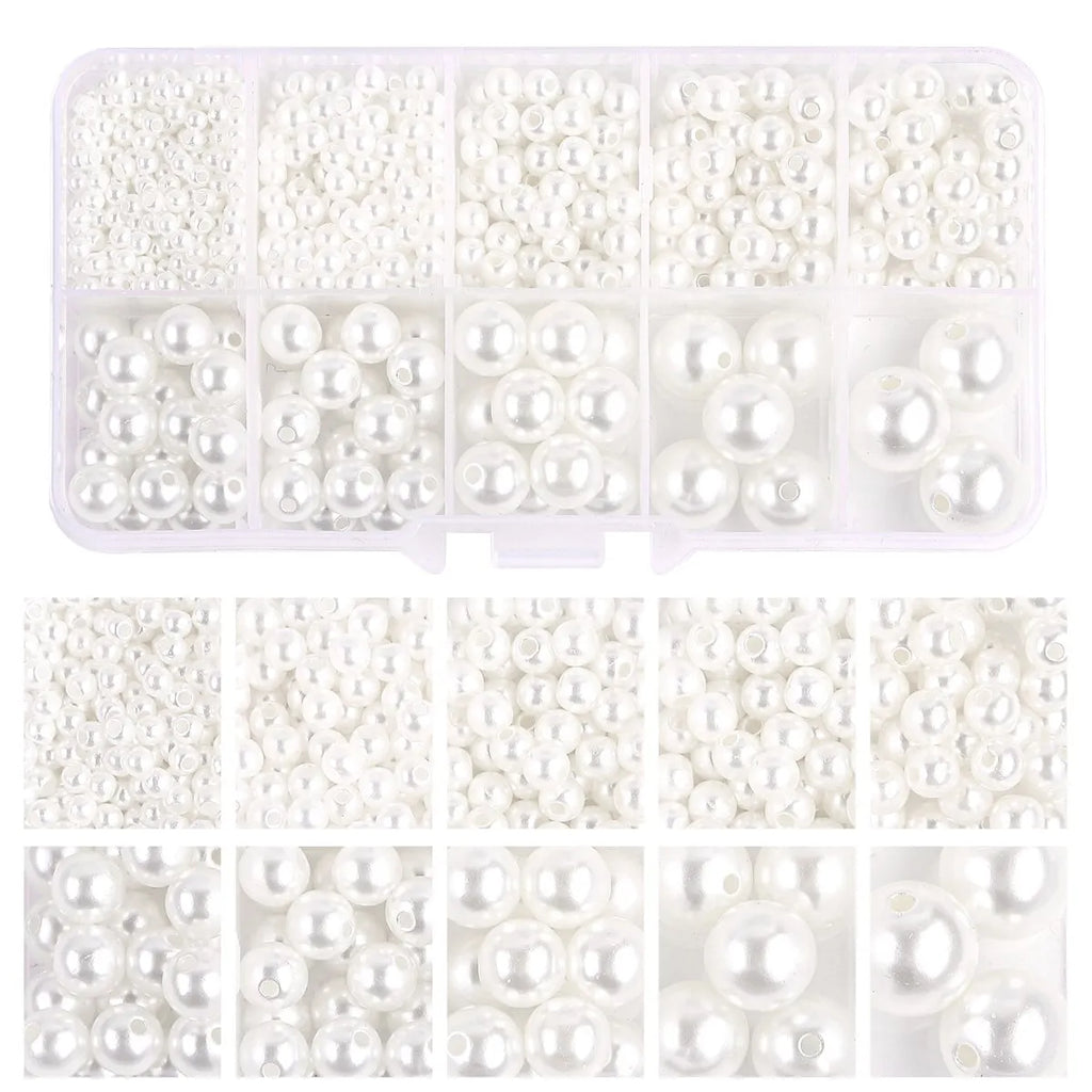 About 800pcs ABS Pearl Set Box Beads DIY Handmade Earrings, Bracelets, Necklaces, Mobile Phone Chains and Decorations