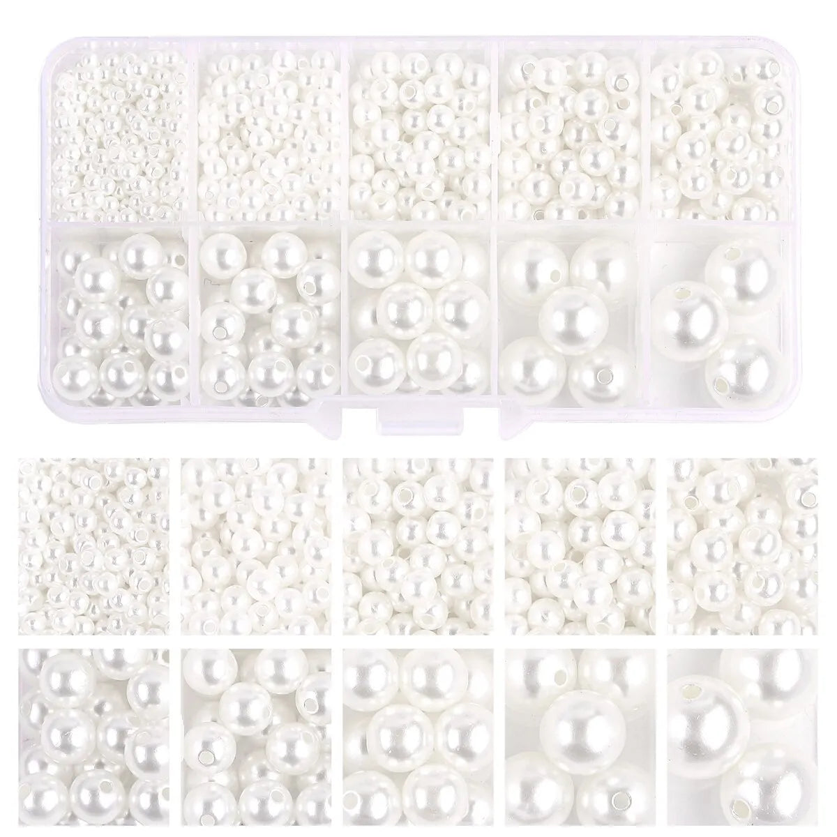 About 800pcs ABS Pearl Set Box Beads DIY Handmade Earrings, Bracelets, Necklaces, Mobile Phone Chains and Decorations