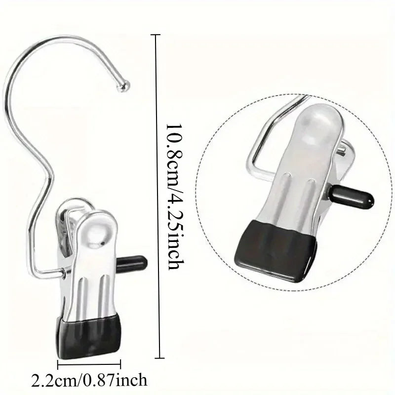 10/20/30PCS Stainless Steel Clothespins Laundry Clothes Pegs Hook Portable Hanging Clothes Clip Pants Socks Storage Clip
