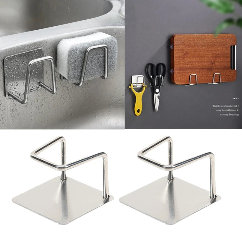 4Pcs Stainless Steel Hook Rack For Weighing Scale,Wall-Mounted Storage Bracket Multifunctional Sink Sponge Rack Kitchen Supplies