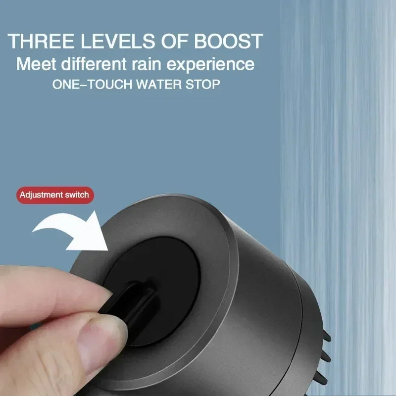 High Pressurized Filter Shower Head 3-mode Adjustable Spray With Massage Brush Rain Faucet Shower Set Bathroom Accessory