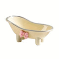 1pc Mini Bathtub-Shaped Soap Dish Charming Bathroom Accessory with Decorative Pink Bow