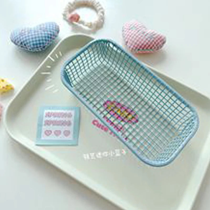 Desktop Storage Basket INS Metal Sundries Organizer Basket Photocard Case Office Stationery Home Supplies Make Up Sorting Holder