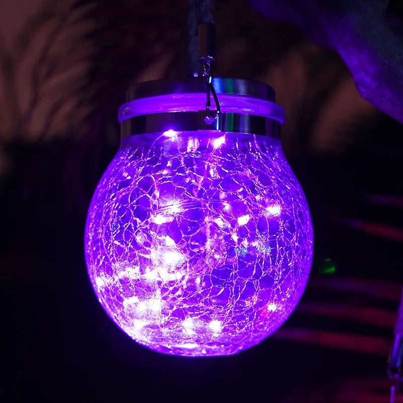 Solar Outdoor Lights Set: Garden Crack/Hanging Bottle Lights Xmas Mason Decor