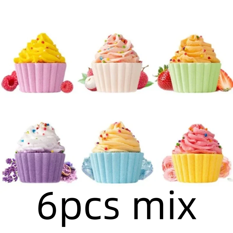 80g Cake Shaped Bath Salt Ball Bubble Bath Bombs Creamy Children's Aromatherapy Essential Oil Bath Balls for Relaxing Soak