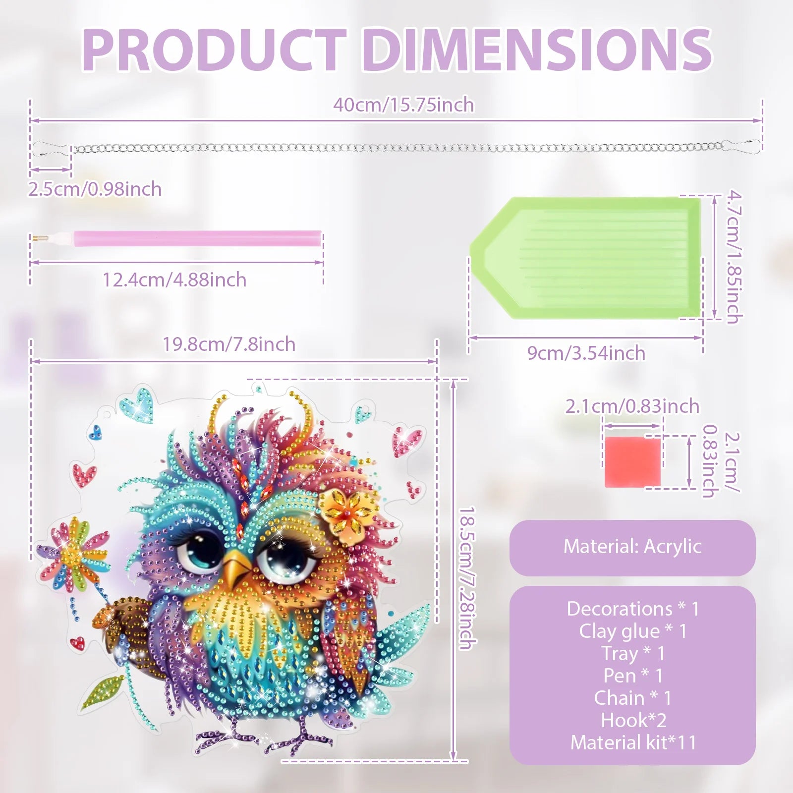 Diamond Art Painting Kit Double Sided 5D DIY Diamond Painting Kits Hanging Decor for Wall Window Home Ornament Hanging Decor