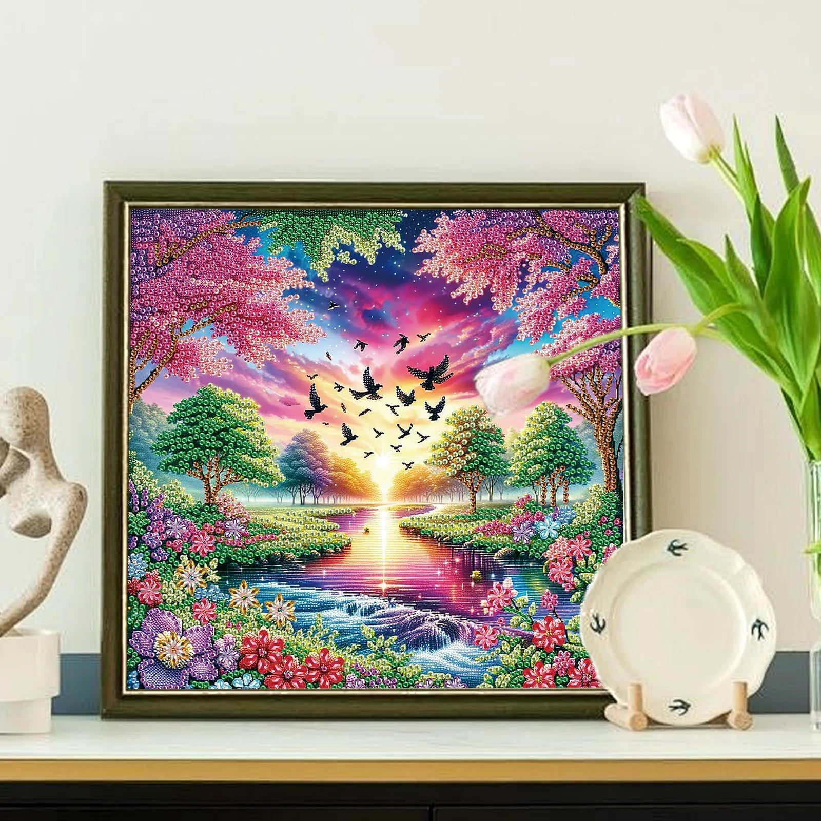 Diamond Art Painting Kit for Adult,DIY beautiful scenery Special Shaped Crystal Diamond Kit for Beginner Home Wall Decorate Gift