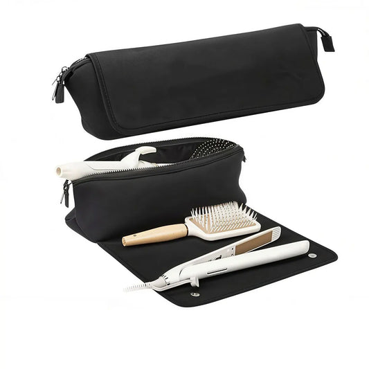 Travel Essential Storage Bag: Black Hair Care Tools Travel Bag, Curling Iron and Straightener Tools Storage Bag, 1 Piece