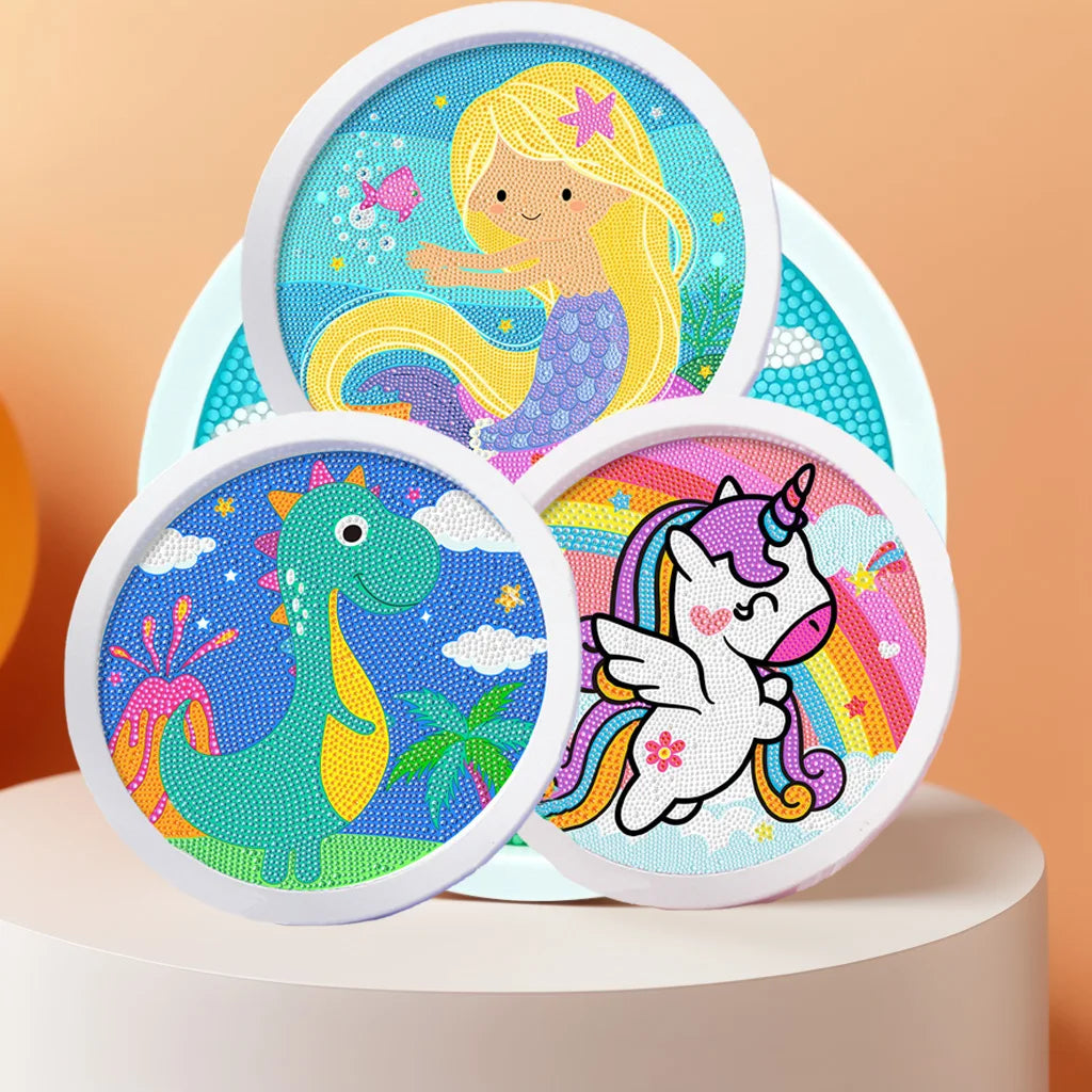 Cartoon Diamond Painting Kits Animals with Wooden Frame Kits for Kids DIY handmade Dinosaur Creative Point Diamond Paint