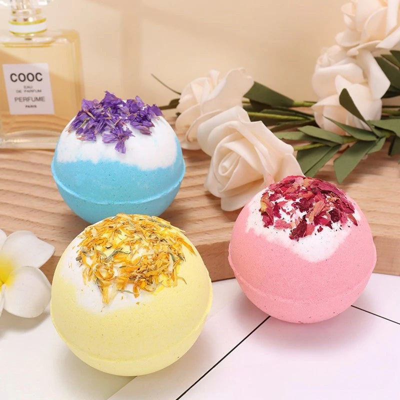 100g Dried Flower Bath Salt Ball Fizzy Bath Soak Hotel Essential Oil Aromatherapy Spa Bubble Bath Body Care Gift