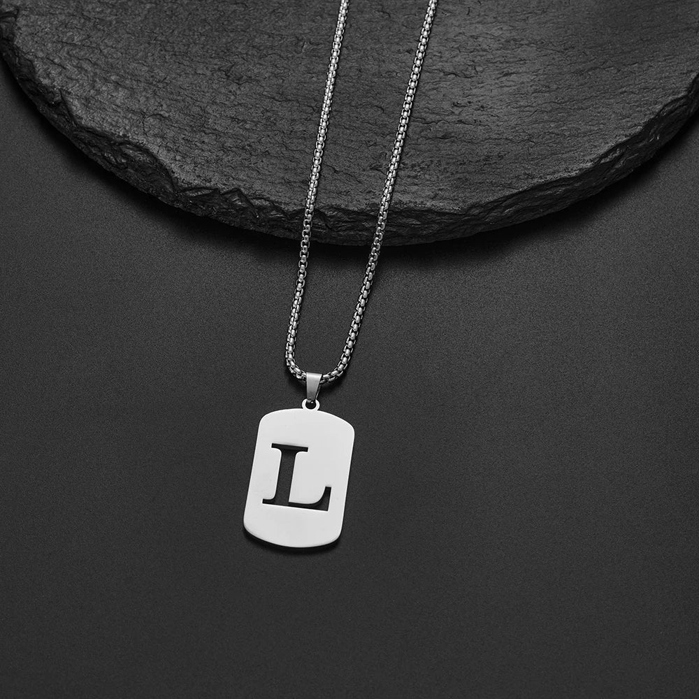 Delicate Initial Name Letters Charm Pendant Necklace For Men Alphabet A-Z Stainless Steel Jewelry Women 2024 Collar Hombre