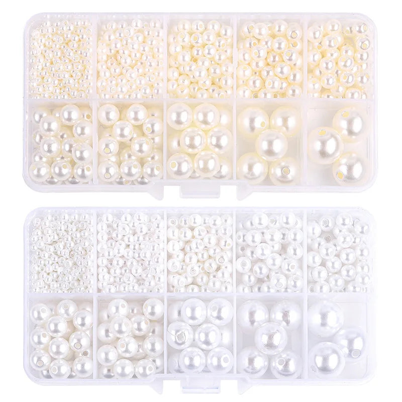 About 800pcs ABS Pearl Set Box Beads DIY Handmade Earrings, Bracelets, Necklaces, Mobile Phone Chains and Decorations