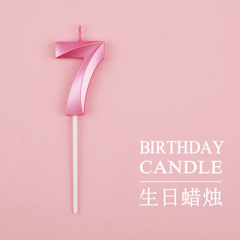 Vibrant Blue Pink Green 1pcs 0-9 Number Candles Decor for Kids Happy Birthday Event Anniversatires &Parties Decoration DIY