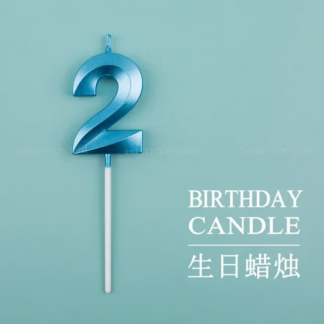 Vibrant Blue Pink Green 1pcs 0-9 Number Candles Decor for Kids Happy Birthday Event Anniversatires &Parties Decoration DIY
