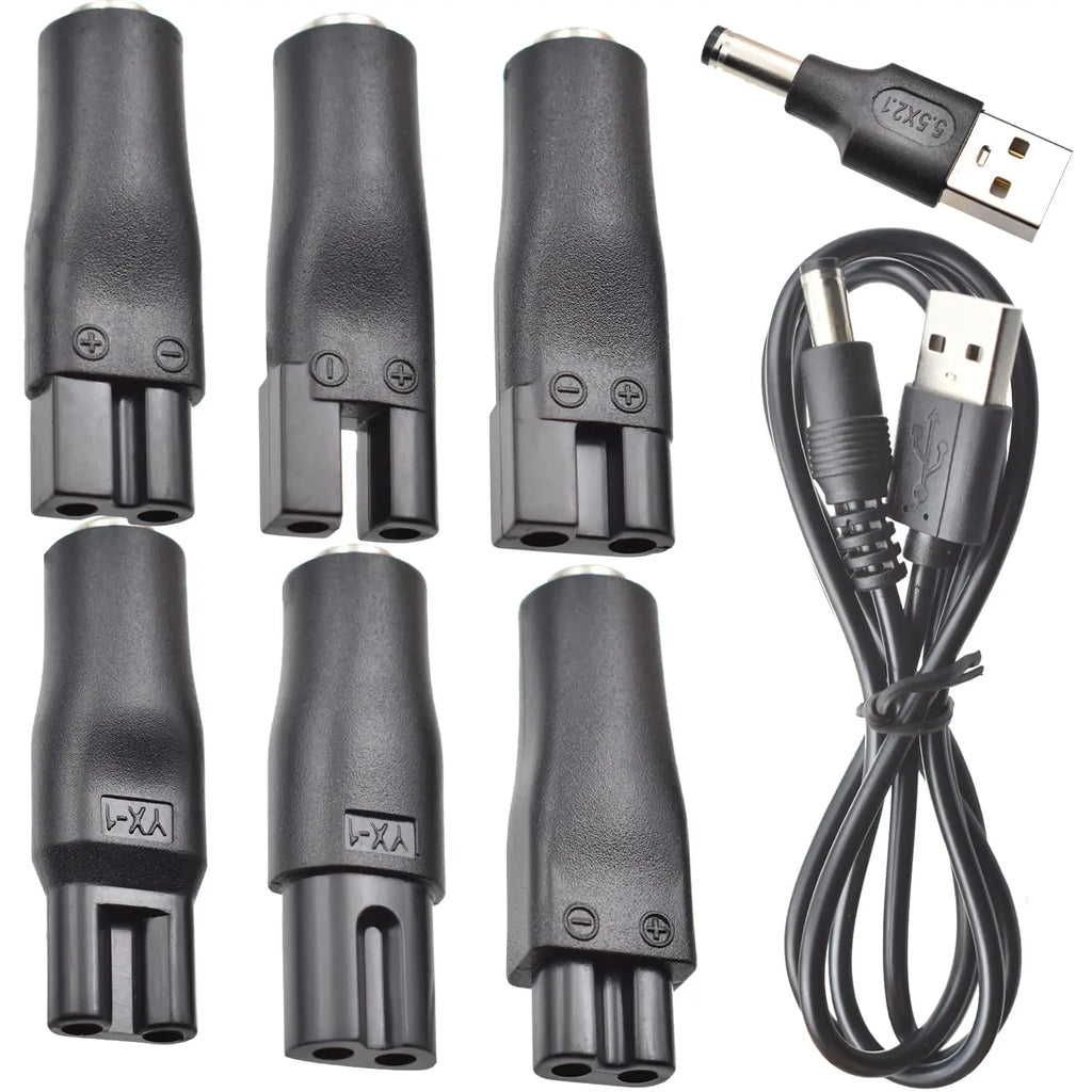 LISI 8 PCS Power Cord 5V Replacement Charger USB Adapter Suitable for All Kinds Hair Clippers, Beard Trimmers, Shavers