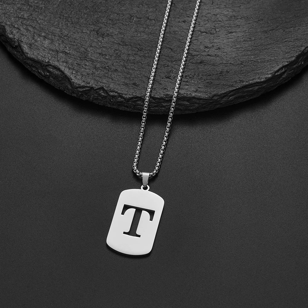 Delicate Initial Name Letters Charm Pendant Necklace For Men Alphabet A-Z Stainless Steel Jewelry Women 2024 Collar Hombre