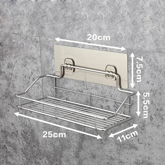 Stainless Steel Bathroom Storage Shower Shelf Punch-Free Kitchen Toilet Wall Hanging Rack Organizer Bathroom Corner Shelves Set