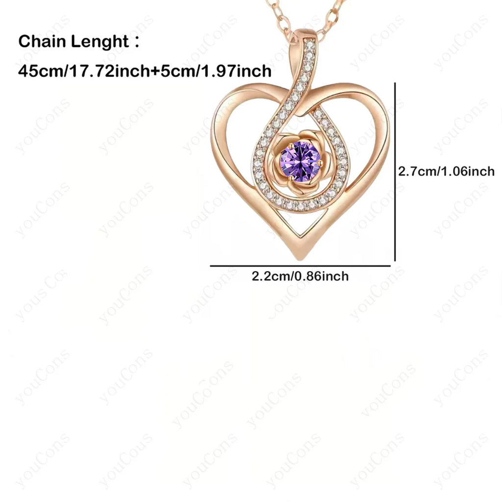 Birthstone Heart Pendant Necklaces For Women Girlfriend Mother Birthday Wedding Romantic Valentine Gift Christmas Day Jewelry