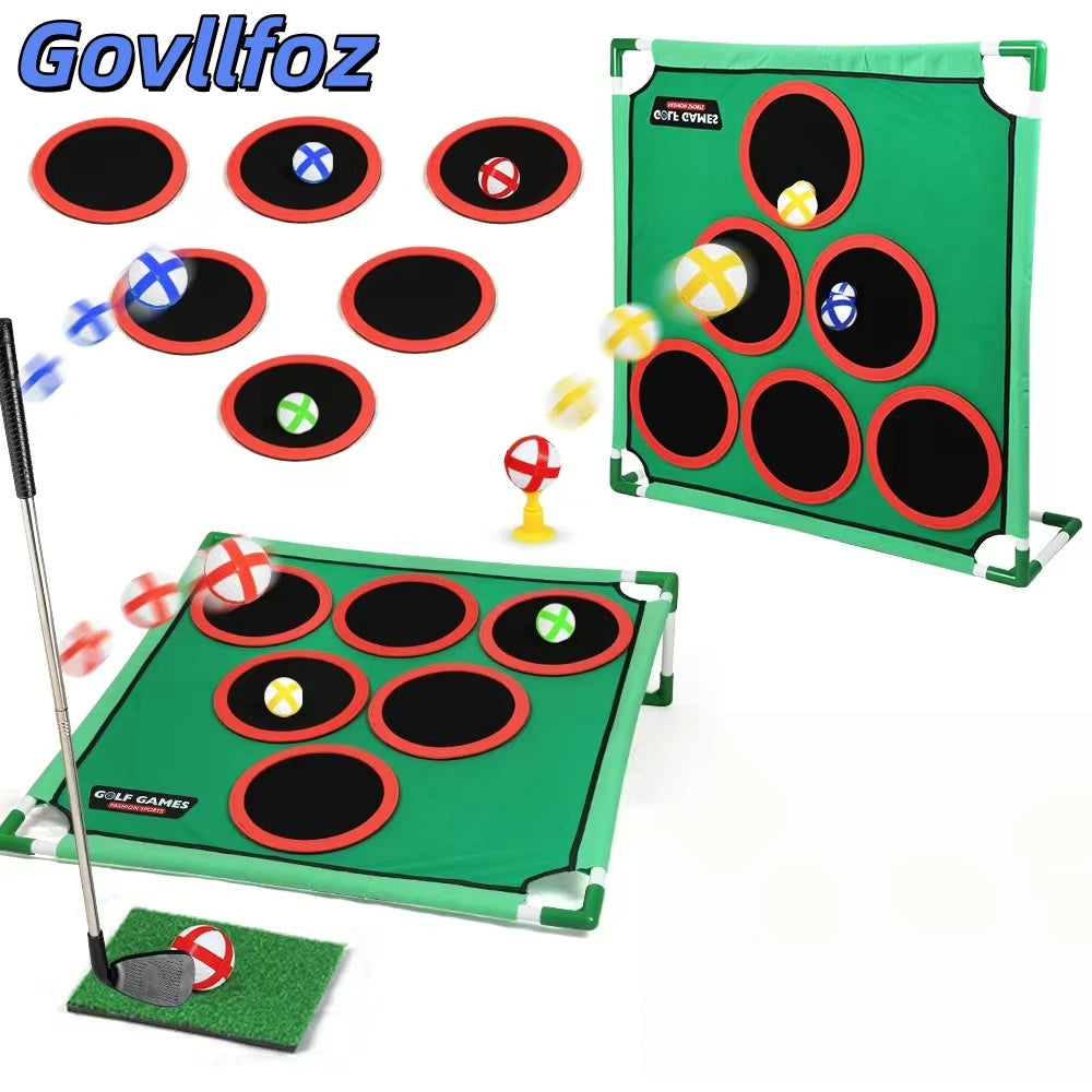 Golf Game Play Set Golf Chipping Game Cornhole Game with Balls Portable Putting Mat Putter Indoor Outdoor Putter Target Golfers