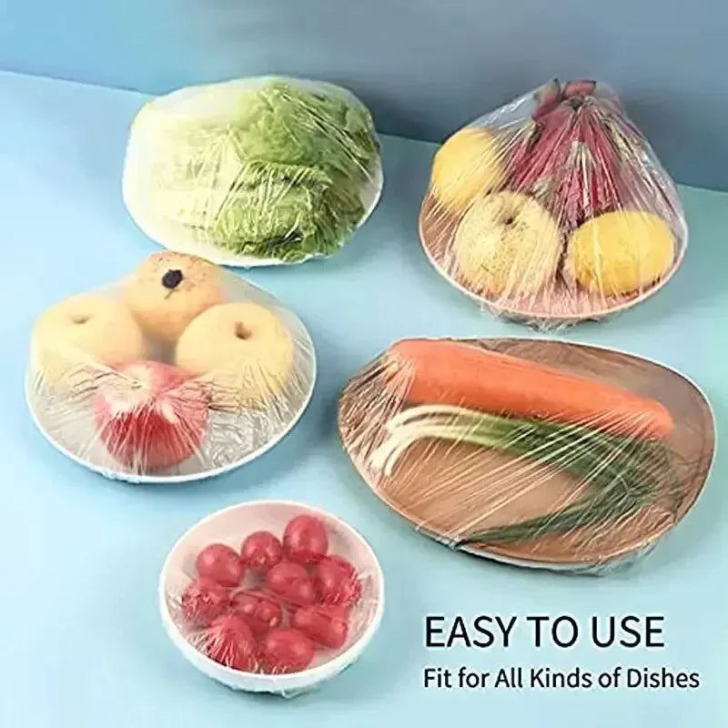 100pcs Disposable Fresh-keeping Film Cover Reusable Kitchen Household Food Grade Fresh-keeping Bowl Cover PE Fresh-keeping Film
