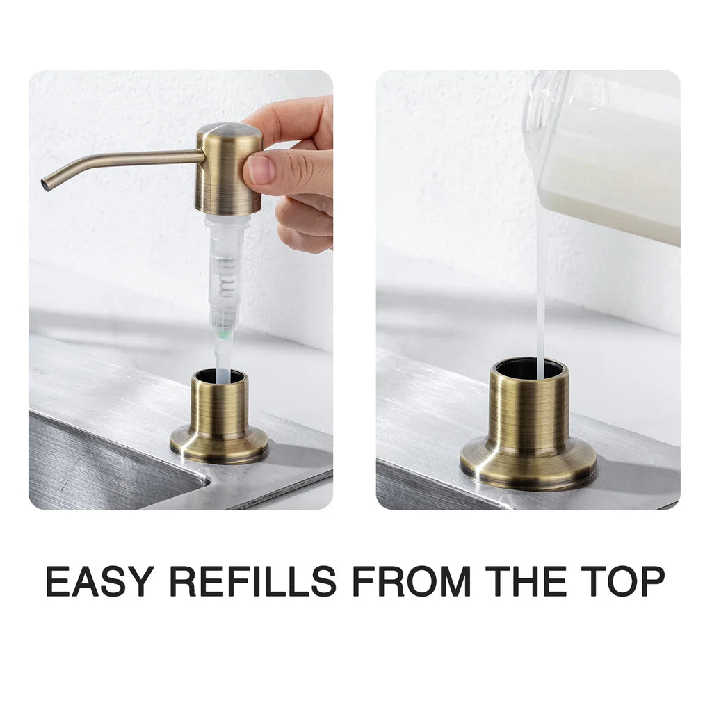 Liquid Soap Dispensers Stainless Steel Pump Head with 500ML PE Bottle Build in Dispenser Soap for Kitchen Accessories