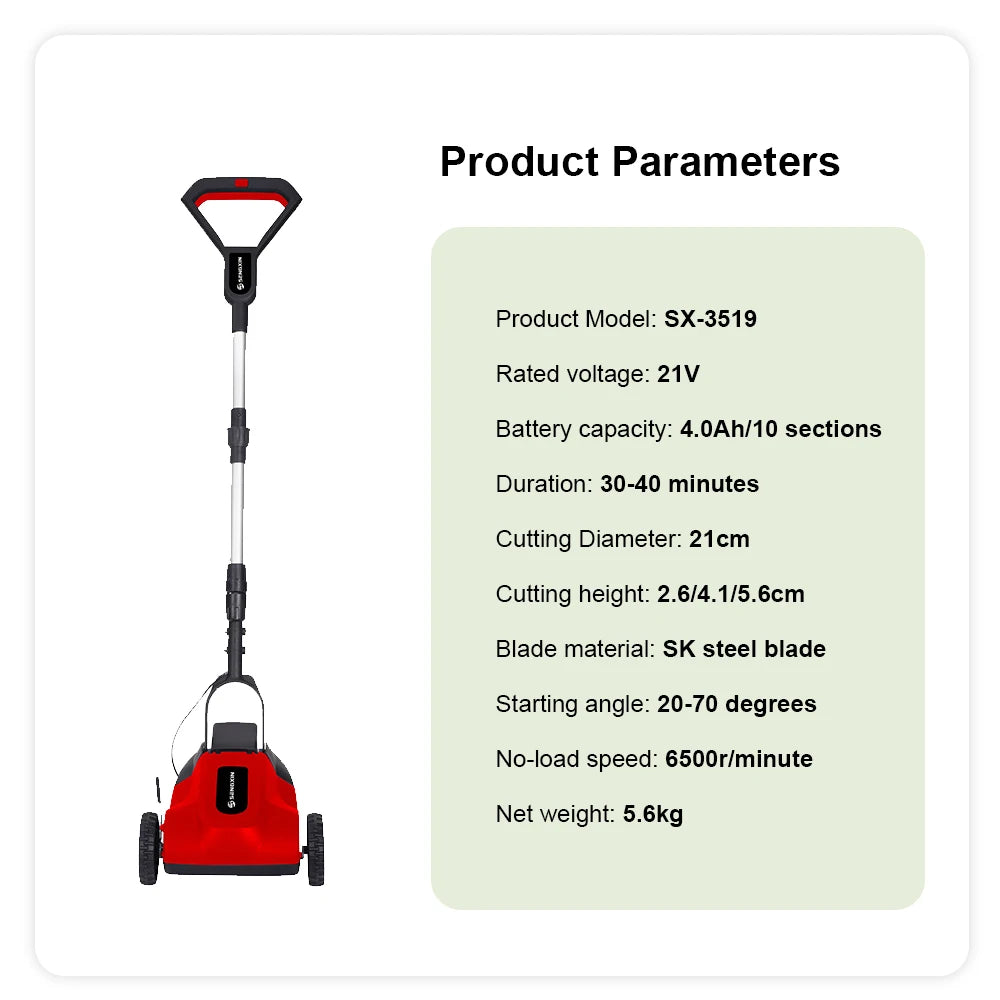 21V Electric Mower Lawn Trimmer Hand-Push Electric Lawn Mower Trimming Machine Home Lithium Weeder Cordless Lawn Trimmer